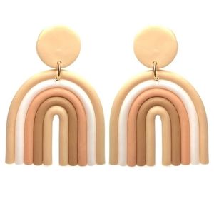 Neutral Rainbow Polymer Clay Earrings